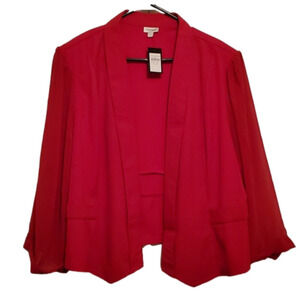 NWT Avenue Women's Red Drape Front Blazer Size 30/32